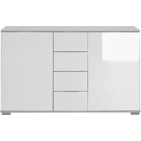 Schlafzimmer Sideboard in weiß mit weißem Glas ELSTRA-43, b/h/t ca. 130/83/41 cm - weiß von LOMADOX