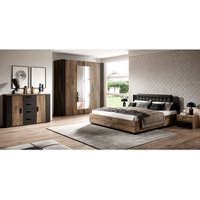 Schlafzimmer komplett Set inkl. Bett und Lattenrost, Liegefläche 160 x 200 cm SOLMS-83 in Flagstaf Eiche dunkel Nb. und silber, kombiniert mit schwarz Schlafzimmer komplett Set inkl. Bett und Lattenrost, Liegefläche 160 x 200 cm SOLMS-83 in Flagstaf Eiche dunkel Nb. und silber, kombiniert mit schwarz von LOMADOX