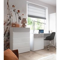 Schreibtisch und Kommode weiß mit grau FLINT-129 von LOMADOX