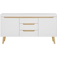 Sideboard Wohnzimmer in Weiß Matt mit Eiche STOCKTON-61 von LOMADOX