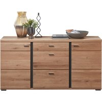 Sideboard mit Esche Massivholzfront STAVEN-36 mit Absetzungen in schwarz matt, B/H/T ca. 170/86/42 cm von LOMADOX