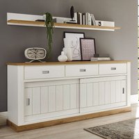 Sideboard und Wandboard OSIMO-61 in Pinie weiß mit Wotan Eiche im Landhausstil von LOMADOX