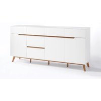 Sideboard weiß CERVERA-05 skandinavisches Design in weiß matt lackiert mit furniertem Massivholz in Asteiche geölt, b/h/t: ca. 193/95/40 cm Sideboard weiß CERVERA-05 skandinavisches Design in weiß matt lackiert mit furniertem Massivholz in Asteiche geölt, b/h/t: ca. 193/95/40 cm von LOMADOX