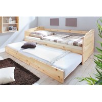 Sofabett Gästebett mit Auszug 90x20cm VERNIER-22 Massiv Natur lackiert B96 x H69/63 x L204 cm - braun von LOMADOX