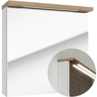 Spiegelschrank 60 cm mit led, Hochglanz weiß lackiert SOFIA-107 mit Trüffel Buche Nb., b/h/t: ca. 60/60/20 cm - weiß von LOMADOX