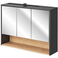 Lomadox - Spiegelschrank Bad 100 cm mit led Beleuchtung BOLOGNA-56 in anthrazit mit Artisan Eiche Nb., b/h/t: ca. 100/80/25 cm von LOMADOX