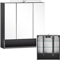 Spiegelschrank mit Beleuchtung 60 cm breit KAHLA-03 in graphit, b/h/t: ca. 60/64/20 cm von LOMADOX