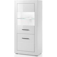 Stand-Vitrine Vitrienenschrank BALVE-61 in weiß Hochglanz mit Beleuchtung BxHxT: 65x142x35cm von LOMADOX