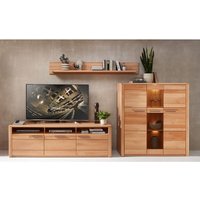 TV-Lowboard, Wandboard, Highboard, Beleuchtung, Fronten Kernbuche massiv NEWTON-36 - braun von LOMADOX