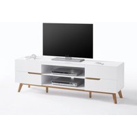 Tv Lowboard weiß matt lackiert CERVERA-05 mit Massivholz in Asteiche furniert geölt, b/h/t: ca. 169/56/40 cm von LOMADOX