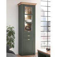 Vitrine im Landhausstil CINCINNATI-61 grün mit Wotaneiche, b/h/t: 68/207/45cm - braun von LOMADOX