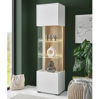 Lomadox - Vitrine weiß matt mit Eiche Rillen HUNTER-61 von LOMADOX