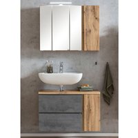 Waschbeckenunterschrank, links, mit Spiegelschrank, 85cm, led Beleuchtung, VASTO-03-CONCRETE, Wotan Eiche Nb. mit Beton Optik, b/h/t ca. 85/200/35 cm Waschbeckenunterschrank, links, mit Spiegelschrank, 85cm, led Beleuchtung, VASTO-03-CONCRETE, Wotan Eiche Nb. mit Beton Optik, b/h/t ca. 85/200/35 cm von LOMADOX