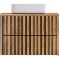 Lomadox - Waschbeckenunterschrank 80 cm Eiche DESIO-107 mit Aufsatzwaschbecken von LOMADOX