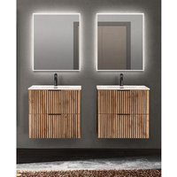 Waschplatz Set Rillenfronten mit 2 Waschtischen je 61 cm, 2 led Spiegel XANTEN-56 in anthrazit mit Eiche Nb., b/h/t: ca. 140/200/46 cm Waschplatz Set Rillenfronten mit 2 Waschtischen je 61 cm, 2 led Spiegel XANTEN-56 in anthrazit mit Eiche Nb., b/h/t: ca. 140/200/46 cm von LOMADOX