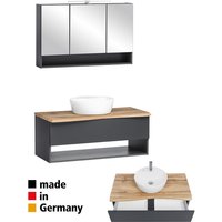 Waschplatz Set inkl. Waschbecken und led Spiegelschrank KAHLA-03 in graphit mit Abdeckplatte in Wotan Eiche Nb. und Front in anthrazit matt, b/h/t: Waschplatz Set inkl. Waschbecken und led Spiegelschrank KAHLA-03 in graphit mit Abdeckplatte in Wotan Eiche Nb. und Front in anthrazit matt, b/h/t: von LOMADOX