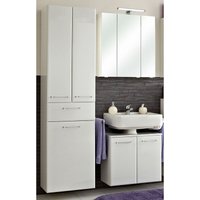 Lomadox - Waschplatz und Hochschrank mit Wäschekippe QUEBEC-66 in weiß Hochglanz, b/h/t: ca. 130/200/33 cm von LOMADOX