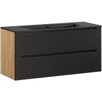 Lomadox - Waschtisch 120cm in Eiche mit schwarz, OLUO-56-BLACK, Front mit 3D-Struktur in Wellenoptik Lomadox - Waschtisch 120cm in Eiche mit schwarz, OLUO-56-BLACK, Front mit 3D-Struktur in Wellenoptik von LOMADOX