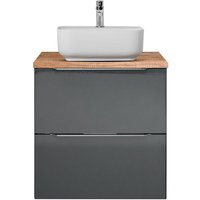 Waschtisch 60cm mit Aufsatz-Waschbecken, grau Hochglanz mit Eiche Nb., AMARILLO-147-GREY Waschtisch 60cm mit Aufsatz-Waschbecken, grau Hochglanz mit Eiche Nb., AMARILLO-147-GREY von LOMADOX