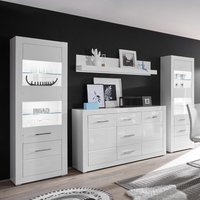 Weiß glänzende 4-tlg. Wohnwand-Kombi BALVE-61 mit Vitrinen inkl. led BxHxT: 324x198x42cm Weiß glänzende 4-tlg. Wohnwand-Kombi BALVE-61 mit Vitrinen inkl. led BxHxT: 324x198x42cm von LOMADOX