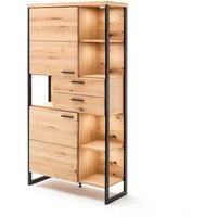 Wohn- / Esszimmer Vitrinenschrank in Eiche Bianco geölt (teilmassiv) SOMBOR-05, b/h/t ca. 95/186/38 cm von LOMADOX