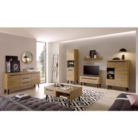 Wohnwand Komplett Set mit Couchtisch und Sideboard TIROL-61 skandinavisches Design in Eiche Artisan mit Schwarz Wohnwand Komplett Set mit Couchtisch und Sideboard TIROL-61 skandinavisches Design in Eiche Artisan mit Schwarz von LOMADOX