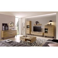 Wohnwand Komplett Set mit Couchtisch und Sideboard in Eiche Artisan mit Schwarz TIROL-61 skandinavisches Design Wohnwand Komplett Set mit Couchtisch und Sideboard in Eiche Artisan mit Schwarz TIROL-61 skandinavisches Design von LOMADOX