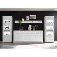 Wohnwand-Set mit Vitrinen inkl. LED und Sideboard in weiß Hochglanz COGO-61 BxHxT: 369x198x42cm von LOMADOX