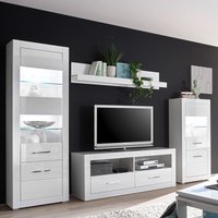 Wohnwand in weiß Hochglanz mit 2 Vitrinen inkl. LED BALVE-61 BxHxT: 300x198x45cm Wohnwand in weiß Hochglanz mit 2 Vitrinen inkl. LED BALVE-61 BxHxT: 300x198x45cm von LOMADOX