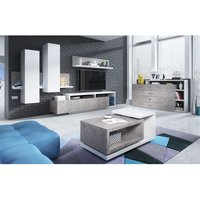 Wohnwand inkl. Sideboard Couchtisch und led Beleuchtung BEXLEY-83 in Beton Optik mit Absetzungen in weiß, b/h/t: ca. 300/200/45 cm von LOMADOX