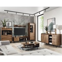 Wohnwand mit Couchtisch und Sideboard in Eiche Nb. VAREDO-132 im angesagten Vintage Design von LOMADOX