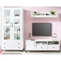 Wohnwand modern 3-teilig mit Beleuchtung weiß BEND-133 von LOMADOX