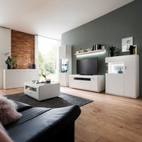 Wohnwand weiß matt ALIA-05 modern 6-teilig mit Sideboard und Couchtisch von LOMADOX