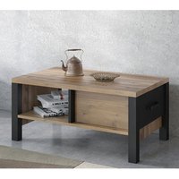 Wohnzimmer Couchtisch in Appenzeller Fichte Nb. mit schwarz super matt ORADEA-83, b/h/t ca. 90/42/56 cm von LOMADOX