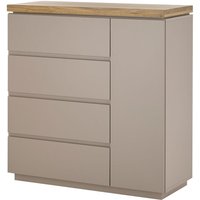 Wohnzimmer Kommode 100 cm breit in grau mit Deckplatte aus Akazie massiv, mit 1 Tür, 4 Schubladen, modern PALMAS-05 Wohnzimmer Kommode 100 cm breit in grau mit Deckplatte aus Akazie massiv, mit 1 Tür, 4 Schubladen, modern PALMAS-05 von LOMADOX