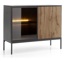 Wohnzimmer Kommode mit Beleuchtung in schwarz mit Wotan Eiche SIBARI-160 Wohnzimmer Kommode mit Beleuchtung in schwarz mit Wotan Eiche SIBARI-160 von LOMADOX