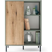 Wohnzimmer Kommode mit Schiebetür, grau-grün mit Eiche PARMA-129 von LOMADOX