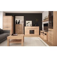 Wohnzimmer Komplett Set mit Beleuchtung SANFORD-129 in Eiche hell Nb. von LOMADOX