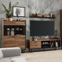 Wohnzimmer Möbel Set Eiche Nb. im Vintage Stil VAREDO-132 150 cm Lowboard, Wandboard und Highboard, b/h/t: ca. 255/180/40 cm - braun von LOMADOX