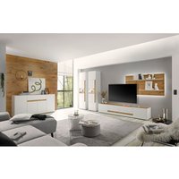 Wohnzimmer Set 5-tlg. mit Beleuchtung CRISP-61 in weiß mit Absetzungen in Wotan Eiche Nb. Wohnzimmer Set 5-tlg. mit Beleuchtung CRISP-61 in weiß mit Absetzungen in Wotan Eiche Nb. von LOMADOX