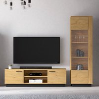 Wohnzimmer-Set mit Vitrine & Lowboard, Eiche modern 2-teilig MARSALA-131 von LOMADOX
