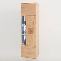 Wohnzimmer Wohnwand Hängevitrine BADALONA-05 in Eiche Bianco massiv, Front gerundet mit Baumhirn-Intarsie - B/H/T: 45/157/38cm von LOMADOX