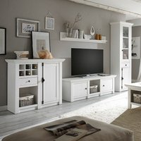 Wohnzimmer Wohnwand im Landhaus-Stil WINGST-61 Pinie weiß Nb. inkl. led b/h/t ca. 340x207x45cm von LOMADOX