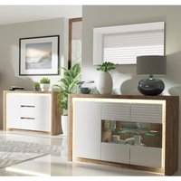 Wohnzimmermöbel Set 3-teilig inkl. Spiegel modern in Eiche mit weiß LATINA-161 von LOMADOX