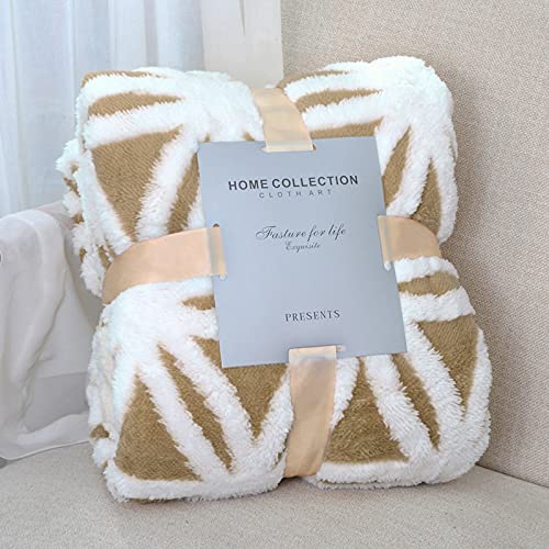 LOMAO Decke Sofa Kuscheldecke - warm Sherpa Flanell Sofaüberwurf Decke, Dicke Sofadecke Couchdecke, 130x160 cm Flauschige Wohndecke für Couch(Khaki, 130 * 160cm) von LOMAO