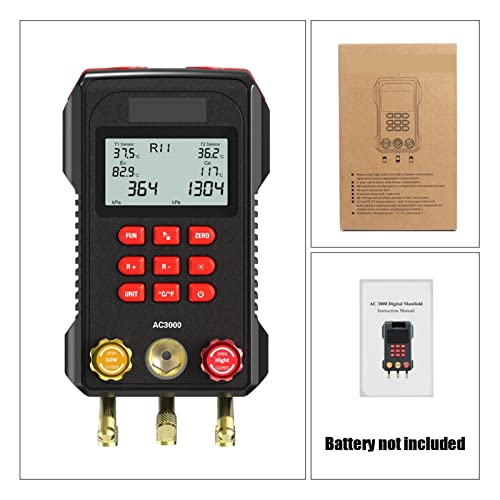 Digitales Manometer AC3000. Digital-Verteilerzähler Kälte-Vakuummessgerät Digitaldrucktemperatur-Tester Klimaanlage Werkzeuge(AC3000 Only Meter) von LOMCOT