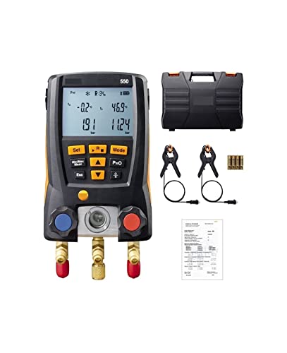 Digitales Manometer Digital-Verteiler-Messgerät-Klimatisierungskrümmer-Druckmessgerät for Kältemittel mit 2pcs-Klemme(Testo 550) von LOMCOT