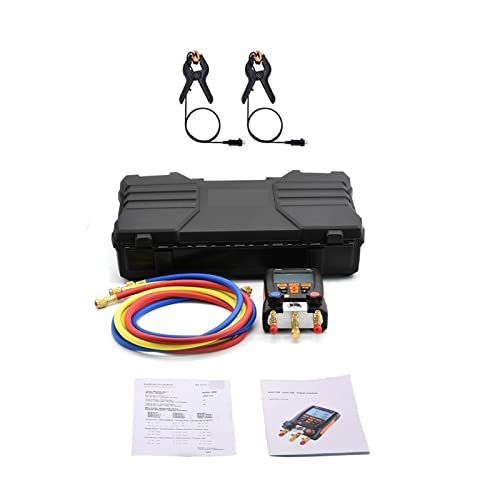 Digitales Manometer Digital-Verteiler-Messgerät-Klimatisierungskrümmer-Druckmessgerät for Kältemittel mit 2pcs-Klemme(Testo 550 Hoses 1.5M) von LOMCOT