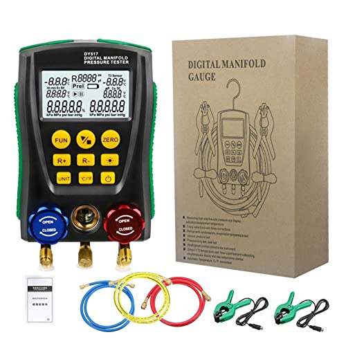 Digitales Manometer Digital-Verteiler-Messkräuter-Druckmessgerät Kälte-Vakuum-Druck-Verteiler-Tester-Leck-Monitor-Detektor-Kältemittel(1 set) von LOMCOT