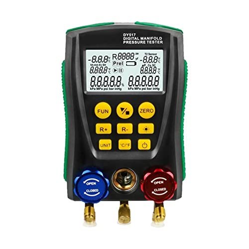 Digitales Manometer Dy517. Manometerkühlkühlungs-Klimaanlagen-Krümmer-Digital-Vakuumdruck-Temperaturzähler-Tester for Auto nach Hause(Only Meter) von LOMCOT